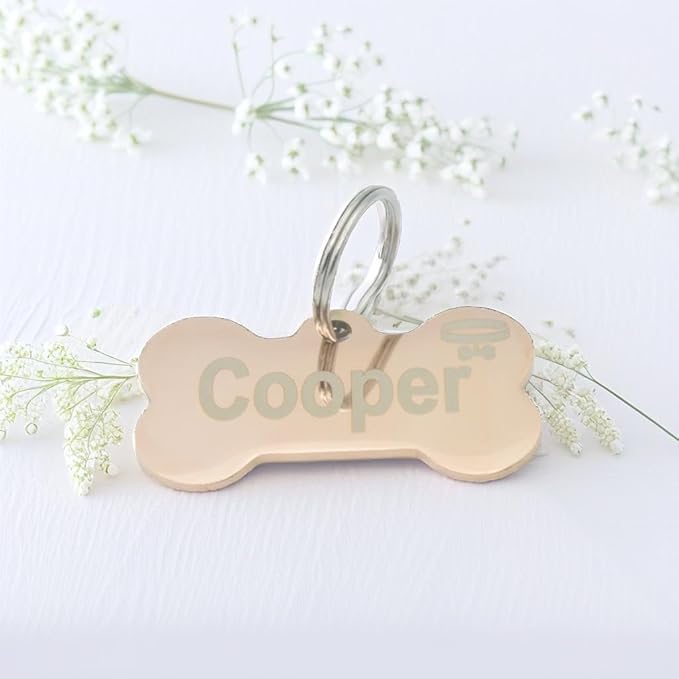 Stainless Steel Personalized Pet ID Tags, Art Design for Dog Tags, Cat Tags, Customized and Engraved on Both Sides of ID Tag, Lock Amulet Shape in Black, Silver, Blue, Gold, Rose Gold Color