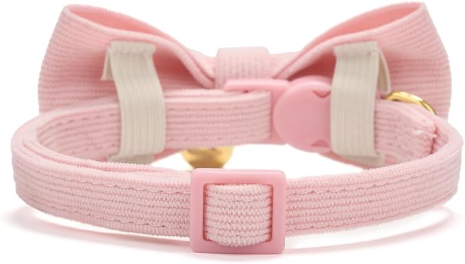 Cotton Breakaway Cat Collar with Bow Tie and Bell, Adjustable Cute Soft Corduroy Kitten Collars for Girl Cats