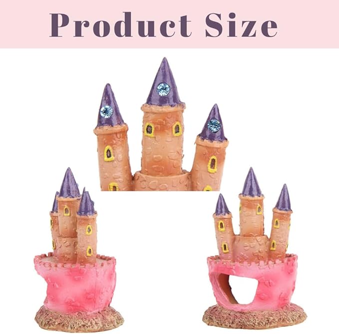 Fish Tank Decorations Pink Castle Aquarium Decorations Resin Fish Cave Hideouts Large Aquarium Decor,Vintage Castle Fish Tank Accessories for Betta Fish Freshwater and Saltwater Fishtanks