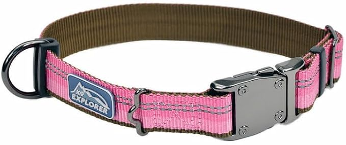 Coastal Pet K9 Explorer Reflective Adjustable Dog Collar - Comfortable Collar for The Outdoors - Durable, Lightweight Accessory with Side-Release Buckle - Rosebud, 5/8" x 10-14"