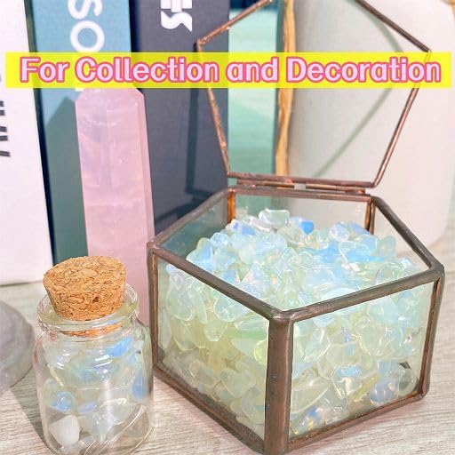 YATOJUZI Opal Aquarium Gravel Rocks Bulk Wholesale Tumbled Crystals Stones Chips Crushed Reiki Energy Balancing Gemstones for Planters Vase Filler Fountain Fish Tank Potted Decor 0.44LB