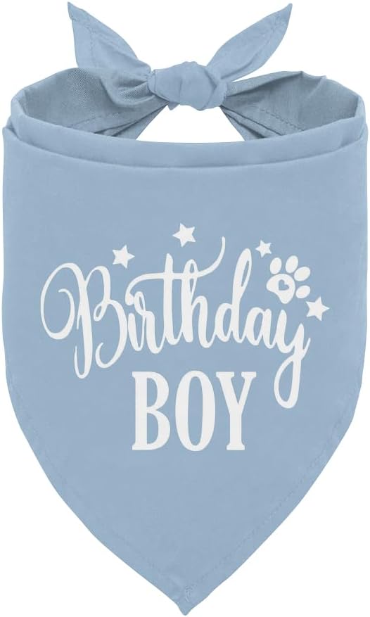 Happy Birthday Dog Bandana for Small Medium Large Dogs - Light Blue, Boy 1st Birthday Gift for Dog Lovers (A17)