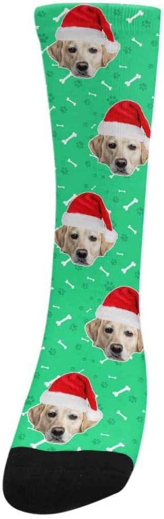 Custom Face Socks, Personalized Dog Lover Pet Photo Picture on Socks Unisex Athletic Crew Socks for Men Women
