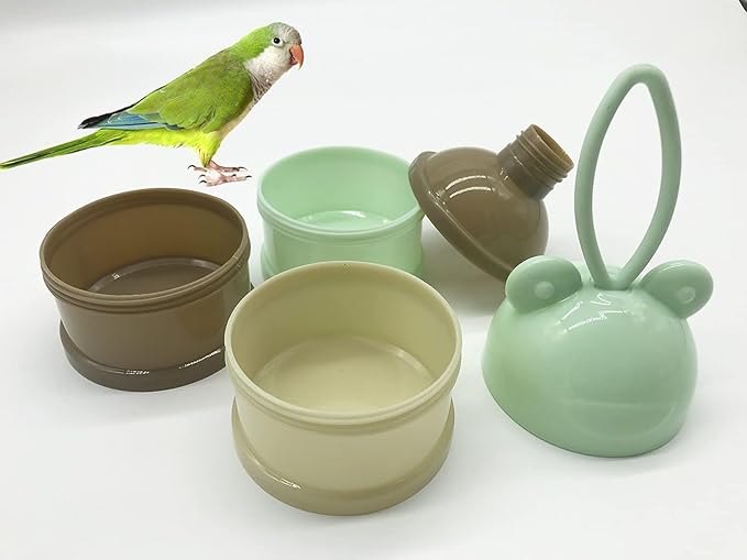 Bird Feeder, 3-Compartment Storage Cups for Water Food and Snacks with Loop for Hanging to Travel