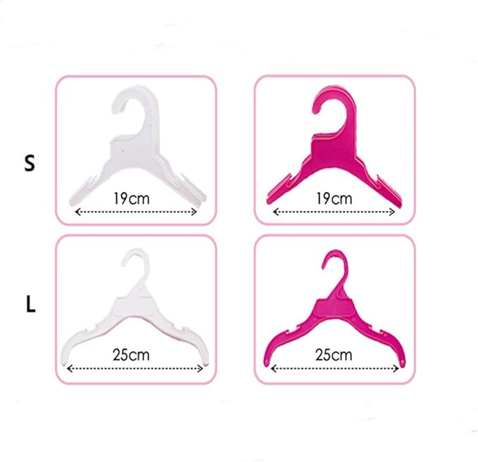 Pet Clothing Hanger, 10PCS Plastic Anti-Skid Dog Puppy Cat Clothes Clothing Rack for Small Animals (Pink, S