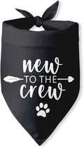 New to The Crew Dog Bandana New Puppy Announcement Gift for New Owners New Puppy Gift New Dog Announcement Photo Props Accessories for Small Medium Dogs Pets (Black)