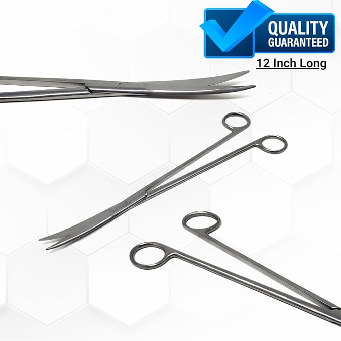 Aquarium Scissors Stainless Steel 12" Extra Long Water Grass Scissors for Aquatic Plants Pruning, Fish Tanks, Terrariums Used in Salt Water Fresh Water Landscape Maintenance Tools (Curved - Silver)