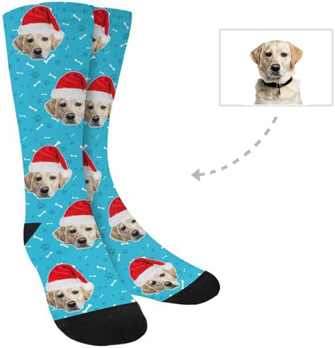 Custom Face Socks, Personalized Dog Lover Pet Photo Picture on Socks Unisex Athletic Crew Socks for Men Women