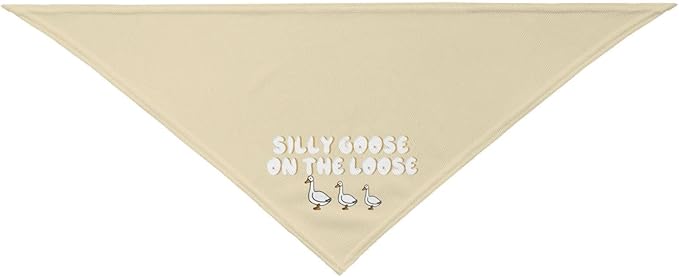 Silly Goose on The Loose Triangle Dog Bandana,Summer Bandana Funny Triangle Dogs Scarf Handkerchief Soft Adjustable Puppy Bandanas (Khaki)