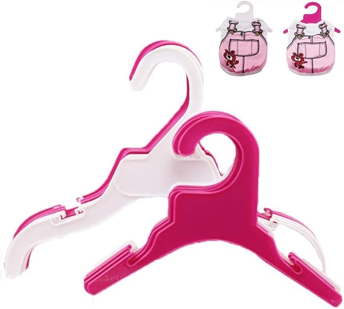 Pet Clothing Hanger, 10PCS Plastic Anti-Skid Dog Puppy Cat Clothes Clothing Rack for Small Animals (Pink, L)