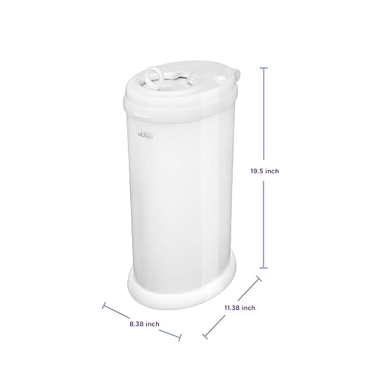 Ubbi Steel Diaper Pail, Odor Locking, No Special Bag Required, Award-Winning, Registry Must-Have, White