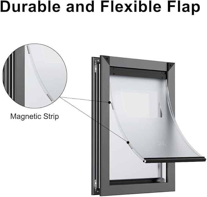 Rescumascer Large Dog Door with Aluminum Frame, Two Sliding Panels, Doggy Door for Large Dogs up to 80 Lbs