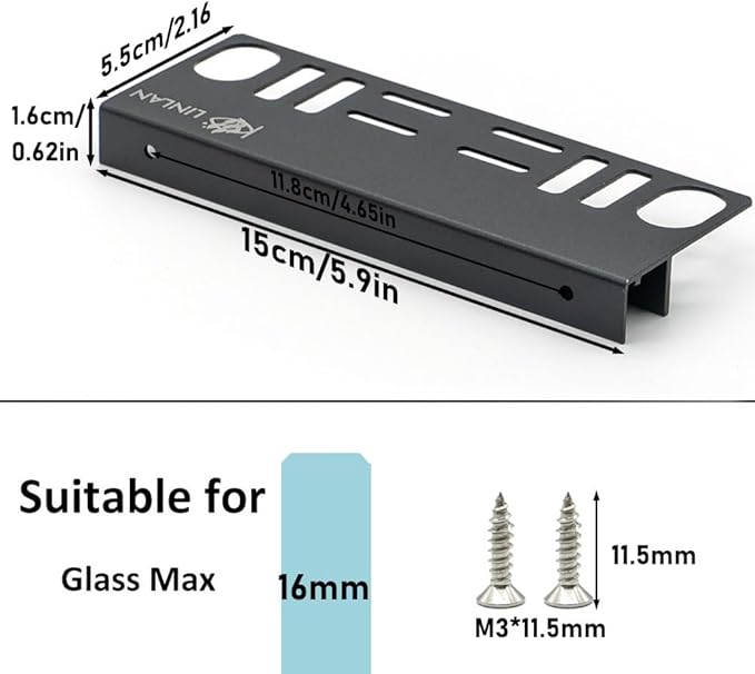 LINLAN Aluminum Aquarium Tool Holder - Fish Tank Accessories Organizer for Rimless Aquariums, Maintenance Tools, Tweezers, Tongs, Water Plants Accessories & Aquarium Supplies（Silver）