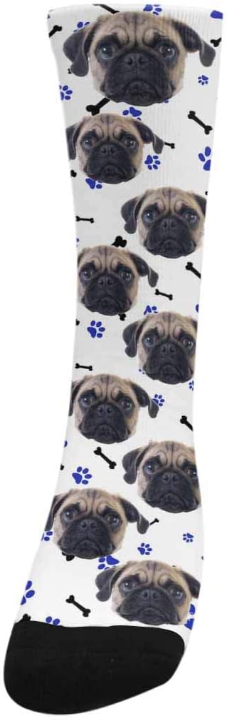 Custom Face Socks, Personalized Dog Lover Pet Photo Picture on Socks Unisex Athletic Crew Socks for Men Women