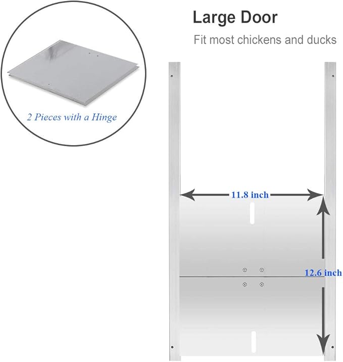JVR Automatic Chicken Coop Door Opener with Timer, Programmable, Aluminum Coops Doors, Electric Run Automatic Chicken Door Auto Opener, Actuator Motor, Anti-Pinch Auto Reopen & Stop Safety