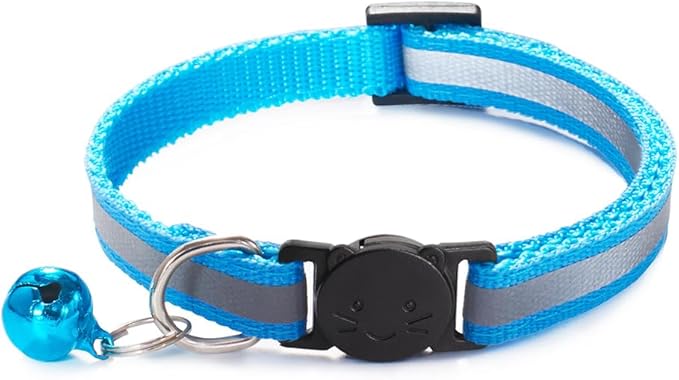6 Pack Reflective Cat Collar with Bell, Breakaway and Safe Collars for Cats, Nylon, Pet Collar Mixed Colors Adjustable19-32cm