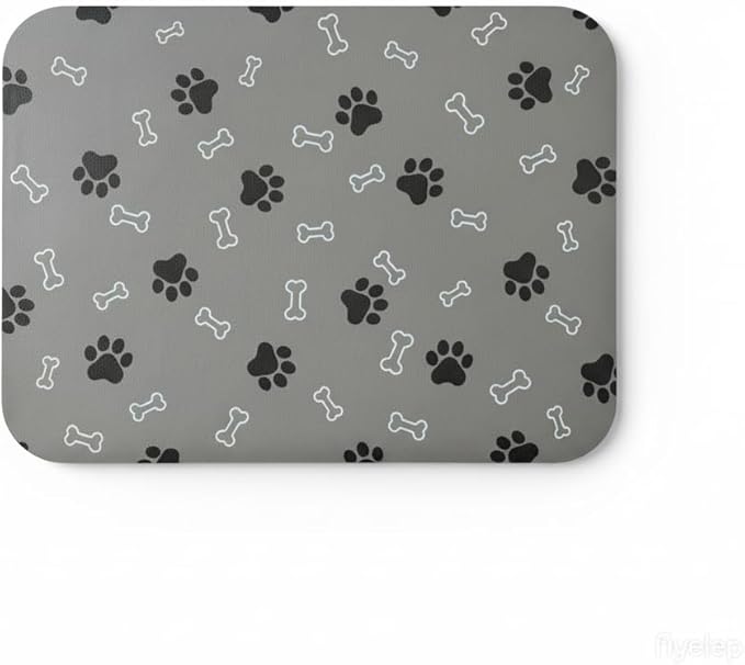 Pet Cat Dog Food Mat Non Slip Mat for Dog Water Bowl Mat Quick Dry Absorbent Cat Feeding Mat, 24 * 16.9 in, Light Grey