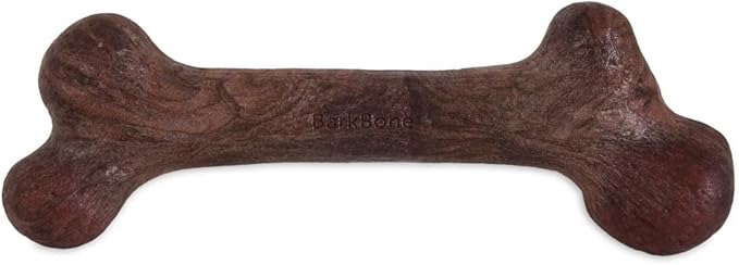 Pet Qwerks Dinosaur BarkBone - Nylon Dog Bone for Aggressive Chewers - Steak Flavor - 9.75"