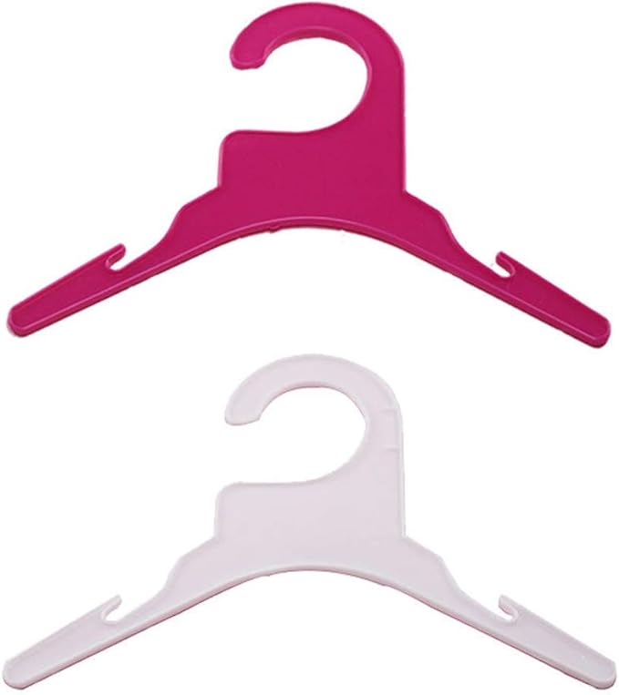 Pet Clothing Hanger, 10PCS Plastic Anti-Skid Dog Puppy Cat Clothes Clothing Rack for Small Animals (Pink, L)