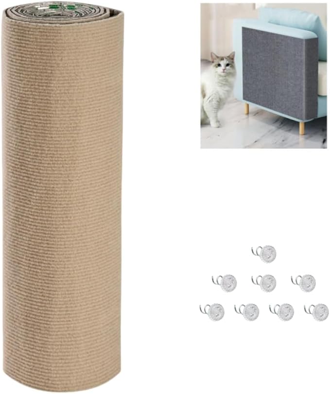 SHENGOCASE 78.7"x15.8" Trimmable Self-Adhesive Carpet Mat Pad Replacement for Cat Tree Shelf Shelves, Cat Wall Furniture Steps, Carpet Scratching Post Scratcher Couch Protector (Beige)