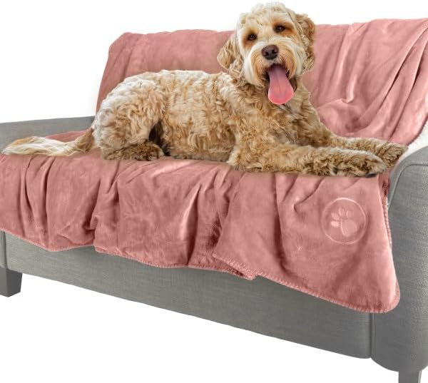 PETMAKER Dog Blanket - 60x70in Reversible Sherpa Blanket - Throw Blankets for Bed, Couch, Crate, or Car - Machine Washable Puppy Essentials (Pink)