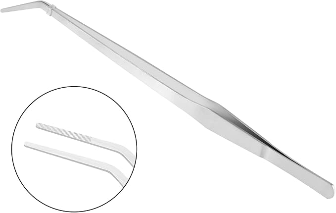 Vaincre 2PCS Long Tweezers, 15 inch Curved Aquascaping Tools, Stainless Steel Feeding Tongs Aquascape Tools, Aquarium Tweezers for Aquarium Reptile, Plant, Snakes, Lizards, Coral Feeder