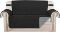 H.VERSAILTEX Reversible Loveseat Cover Furniture Protector Anti-Slip Water Resistant 2 Inch Wide Elastic Straps Couch Covers Pets Kids Fit Sitting Width Up to 46"(Love Seat: 75" x 90", Black/Grey)