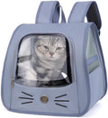 Pet Backpack Carrier, Traveler Breathable Transparent Carrier for Cats or Dogs, Large Space and Foldable Pet Carrier for Travel, Hiking, Shopping, and Vet, Cute, Suitable for Kids (Blue)