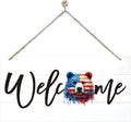 Welcome Sign for Front Door, Welcome Decor Wooden Hanging Sign for Wall Decor, American Bear Pattern Hanging Signs, Funny Wooden Outdoor Front Door Decoration 13.8X6.9 inches