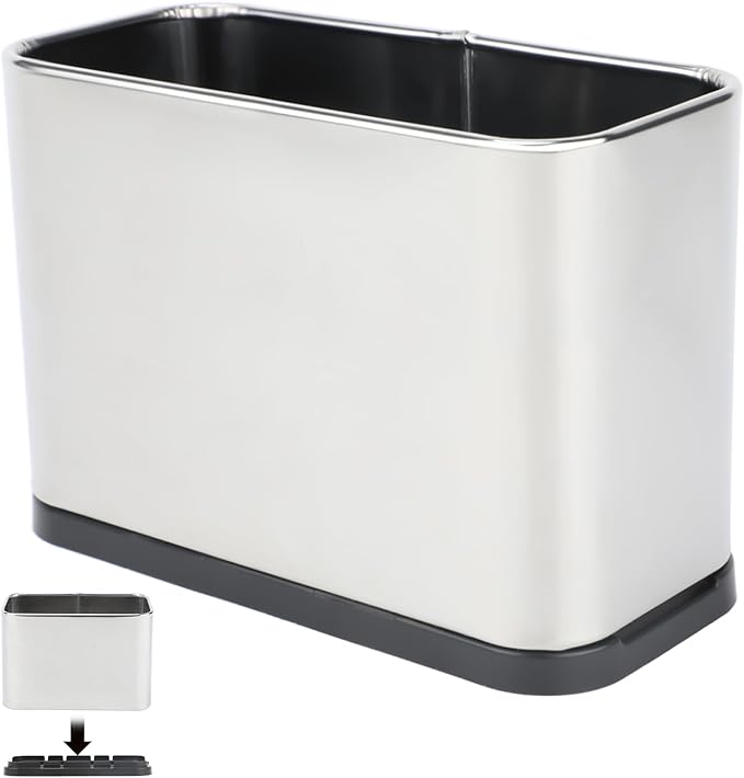 FHTONGE Stainless Steel Cat Litter Scoop Holder, Detachable Metal Cat Scooper Caddy, Universal Kitty Pooper Stand Trash Can Container for Most Pet Poop Shovels, Kitten Waste Scoops Storage Box
