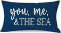 PANDICORN Summer Beach Throw Pillow Cover 12x20 Inch Sayings You Me and The Sea Ocean Sea Coastal Blue Outdoor Nautical Decorations Lumbar Decorative Cushion Case for Home Living Room Sofa Couch Decor