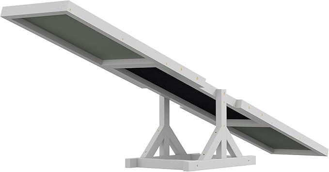 PawHut Wooden Dog Agility Seesaw for Training and Exercise, Platform Equipment Run Game Toy, Weather Resistant Pet Supplies, 71" L x 12" W x 12" H, White