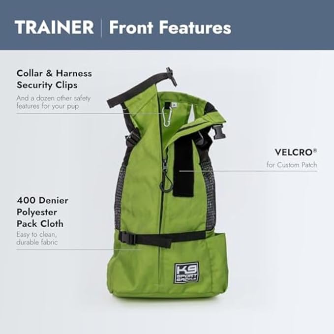 K9 Sport Sack Trainer - Small, Greenery - Ideal for Dogs with 13-16” Back Length - Backpack-Style Training Carrier - Meant for Quick, Non-Strenuous Activities