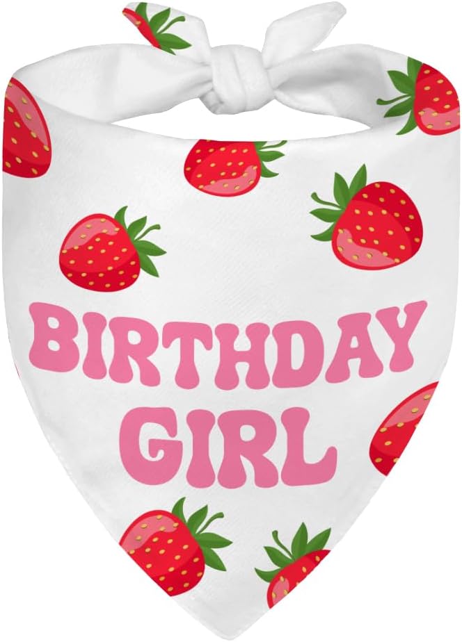 Birthday Girl White Dog Bandana, Cute Pet Scarf for Birthday Celebration, Puppy Costume Accessory Photo Prop for Festive Celebration Party Dinner, Heartwarming Gifts for New Dog Owner