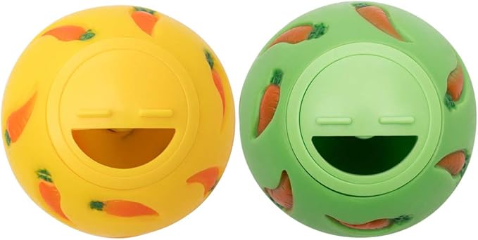 Niteangel Treat Ball, Snack Ball for Small Animals (Small, Yellow & Green)