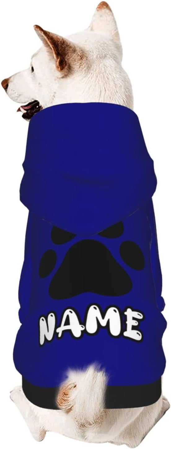 Custom Dog Hoodie Soft & Warm Design Your Own Personalized Photo Text Logo Name Dog Clothes for Puppy Sweatshirt Hooded for Small Medium Large Dogs Girl/Boy Cats Deepblue