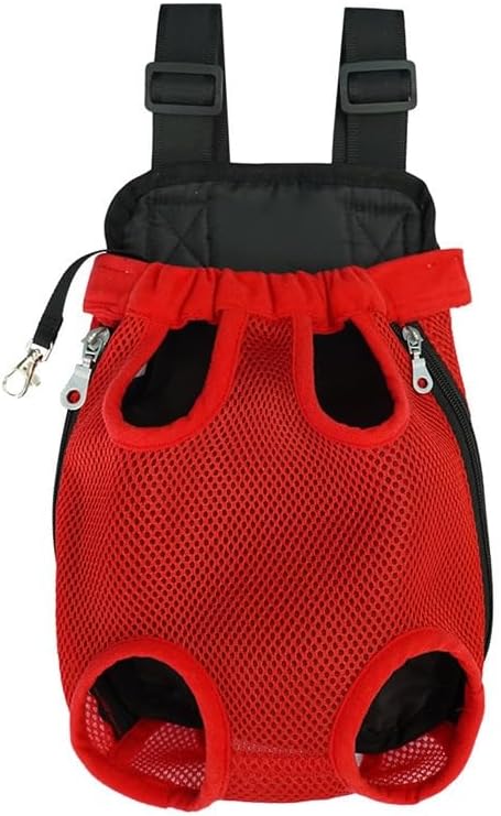 Pet Carrier Backpack - Adjustable Pet Front Cat Dog Carrier Backpack Travel Bag,Legs Out,Easy-Fit for Traveling Hiking Camping for Small Medium Dogs (Red, Large)