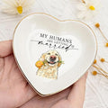 Gossby Custom Pet Portrait Watercolor Heart Ring Dish - Personalized My Humans Are Getting Married Ceramic Jewelry Tray - Engagement, Wedding Gift for Fiancee, Bride, Newlyweds, Couple, Dog Lover