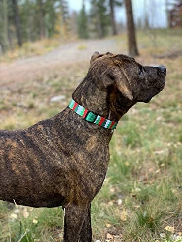 Native Pup Christmas Dog Collar- Winter Holiday Collars for Pets- Xmas Gift for Puppy- Santa, Reindeer, Snowman, Candy Cane, Red Green- Girl Boy- Small, Medium, Large Breeds (Christmas Tree, Large)