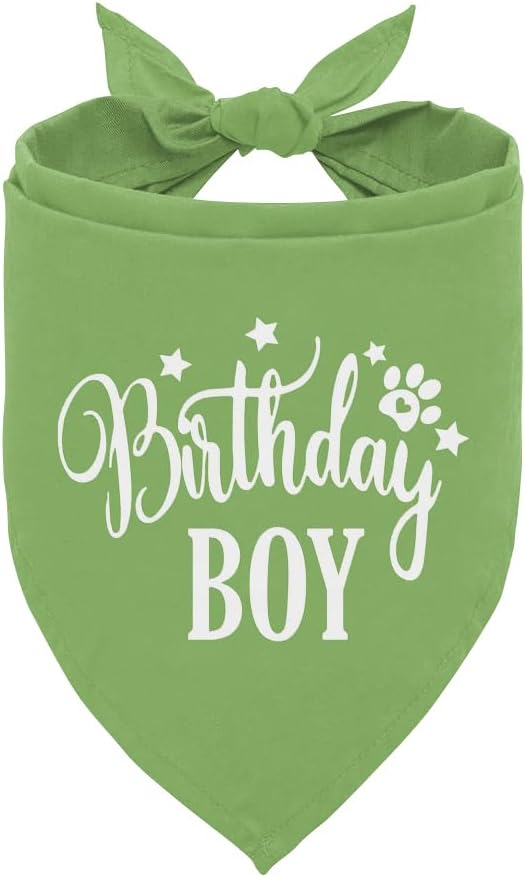 Happy Birthday Dog Bandana for Small Medium Large Dogs - Light Green, Boy 1st Birthday Gift for Dog Lovers (A20)