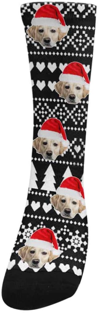 Custom Face Socks, Personalized Dog Lover Pet Photo Picture on Socks Unisex Athletic Crew Socks for Men Women