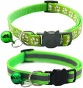 2 Pack Cat Collars Quick Release Reflective Kitten Collar with Bell & Safety Release (Light Green)