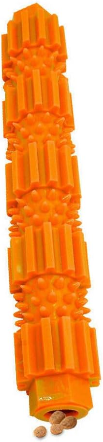 oAtm0eBcl Pet Dog Chew Toy, TPR Rubber Stick Puppy Chewy Toy for Aggressive Chewer, Teeth Cleaning & Slowing Feeding Toy for Dogs Orange S