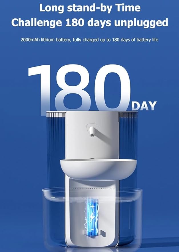 Wireless Cat Water Fountain No Filters, 3.5L Automatic Wastewater Separation Pet Water Fountains for Cats Indoor, Quiet Cat Dog Water Dispenser Rechargeable Kitty Drinking Fountains - for Pets