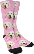 Custom Face Socks, Personalized Dog Lover Pet Photo Picture on Socks Unisex Athletic Crew Socks for Men Women