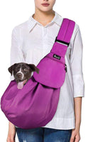 SlowTon Dog Carrier Sling - Thick Padded Shoulder Strap Adjustable Dog Carriers for Small Dogs, Puppy Carrier Purse for Pet Cat with Front Zipper Pocket Safety Belt Machine Washable (Fuchsia M)