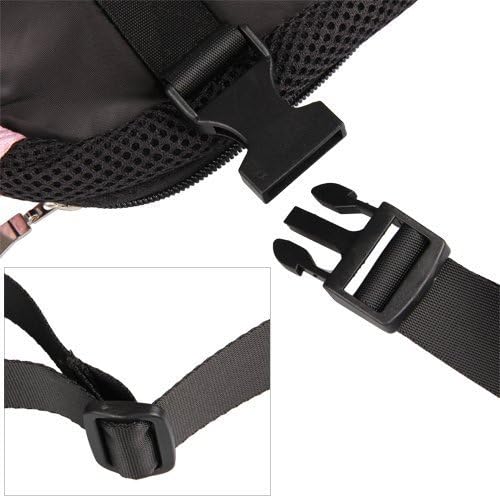 Pet Dog Puppy Cat Carrier Five Holes Backpack Double Shoulder Straps Canvas Cotton Front Chest Backpack Bag(Black, Medium)