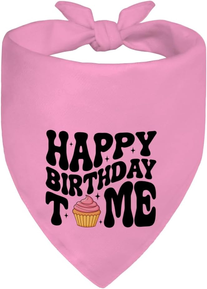 Happy Birthday to Me Pink Dog Bandana, Cute Birthday Gifts for Dog Lover Mom New Pet Owner, Pup Scarf Accessory Photo Prop for Festive Celebration Party Dinner, First Birthday Supply for Pup