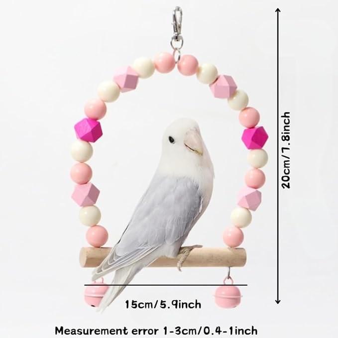 3PCS Bird Toys Bird Foraging Toys Chewing Hanging Birdcage Swing Cage Accessories Parrot Climbing Ladder for Conure Parakeet Cockatiel Budgies Lovebird Parrotlet (Pink)
