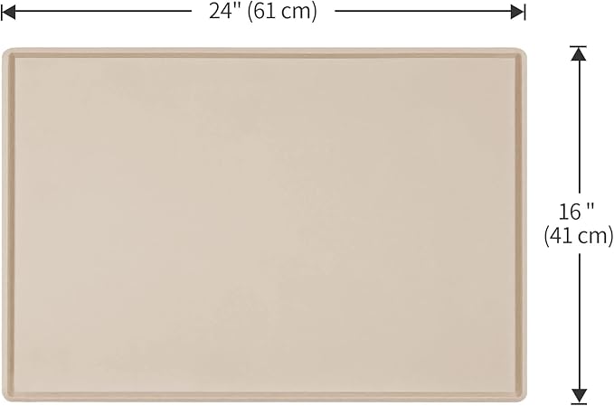 Dog Food Mat,Silicone Waterproof Food Tray,Non Slip Pet Bowl Mats Placemat,0.6" Raised Edge,Suitable for Most Small and Medium Sized Pets,24" x 16"
